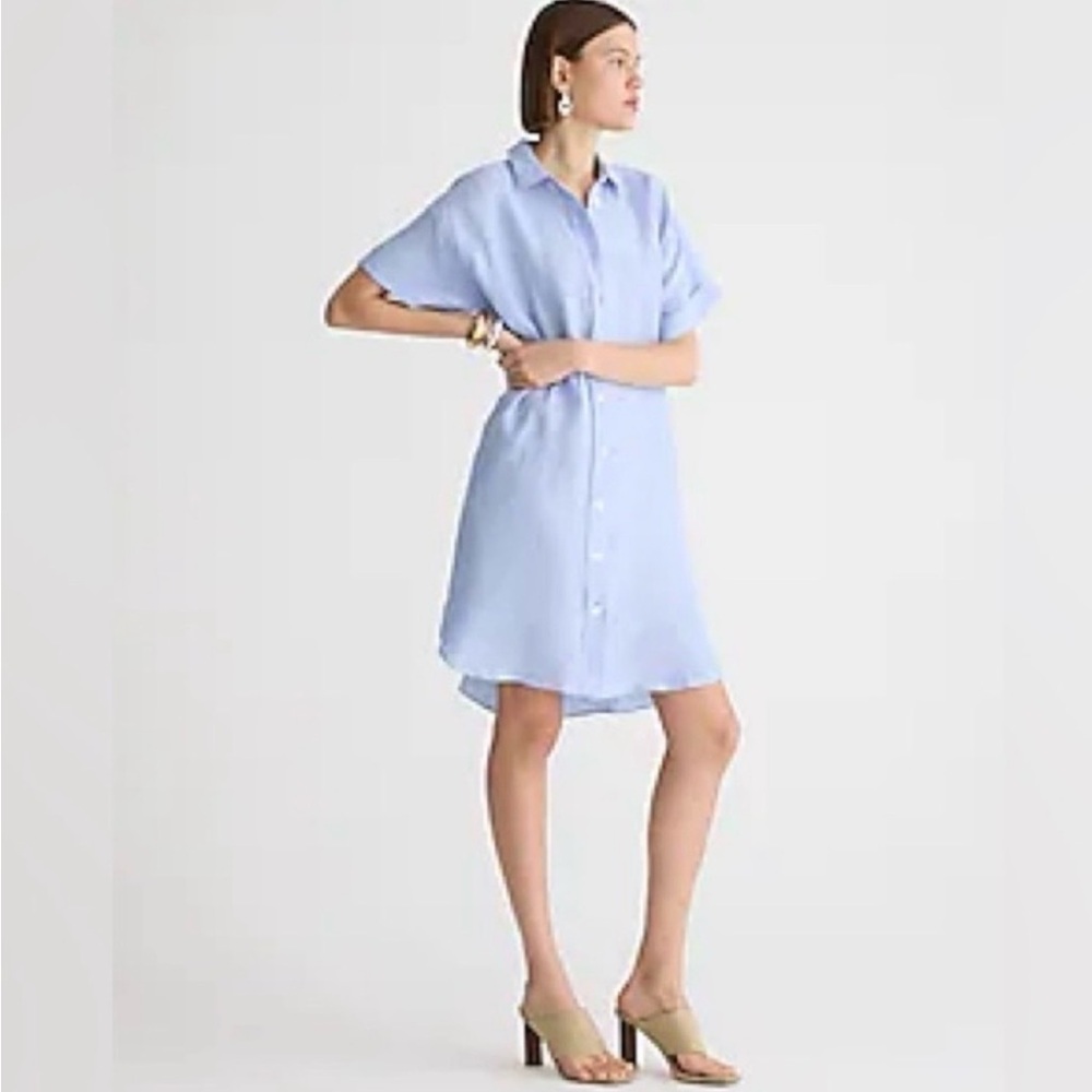 J Crew blue linen shirtdress Capitane dress tunic large